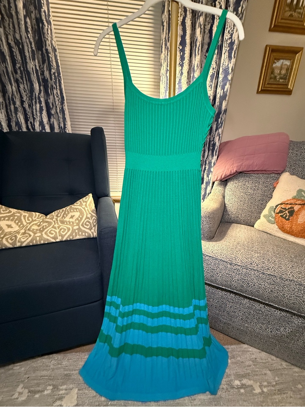 Entro Midi or Maxi Dress blue and green